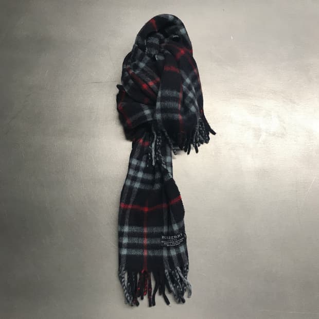 버버리 정품 캐시미어/울 머플러 네이비