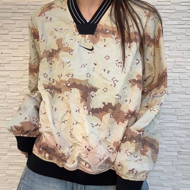 90s NIKE  울드스쿨 카모 브이넥 풀오버 바람막이