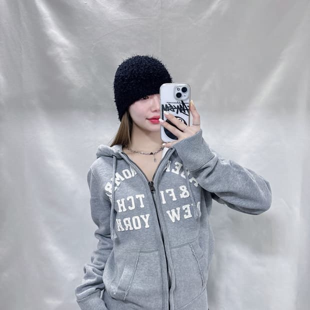 아베크롬비 Y2K 빅로고 그레이 후드집업 