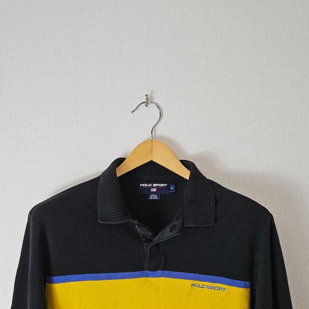 00s 폴로 스포츠 럭비티 니트 긴팔카라티 올드스쿨 빈티지 M