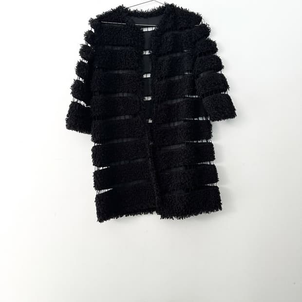 Connection fur open cardigan / black