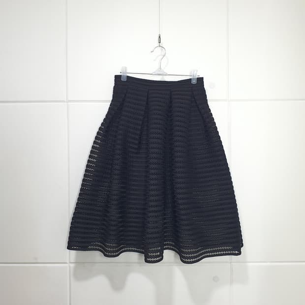 마쥬 Maje 우아한 블랙 시스루 A라인 미디 스커트 사이즈 1