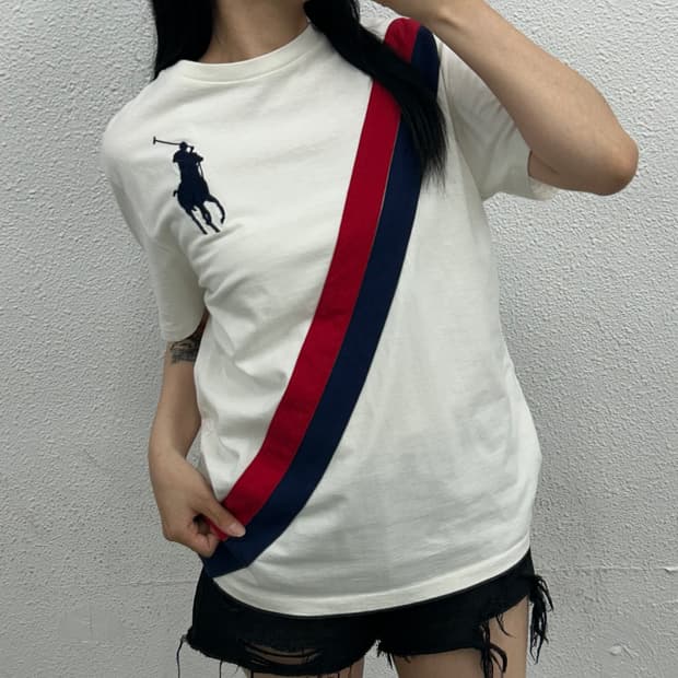 폴로 랄프로렌 블랙빅포니 컬러배색 pk반팔 XL