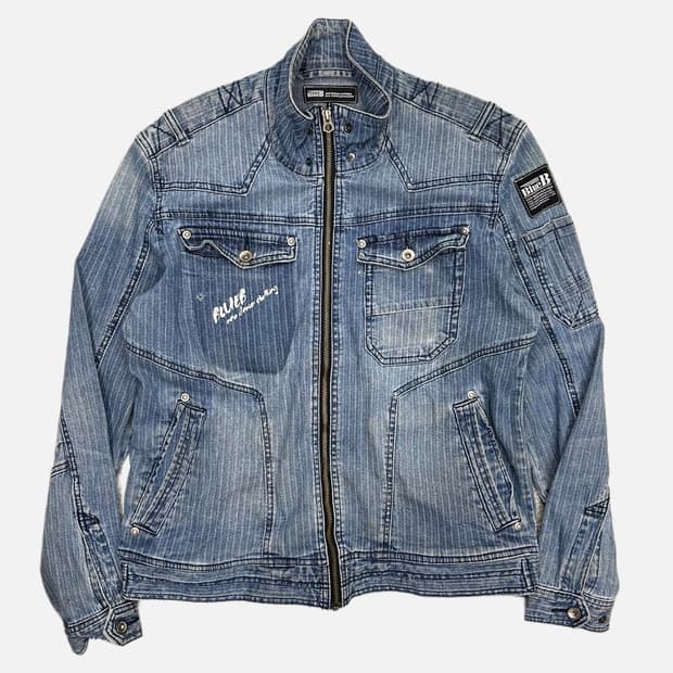 stripe denim work jacket