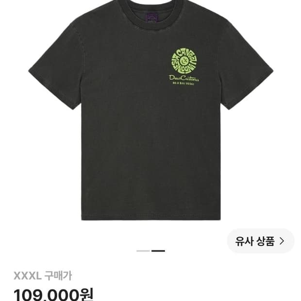 [3XL/새상품] 데우스 엑스 마키나 피그먼트 어드래스 반팔 티셔츠 차콜