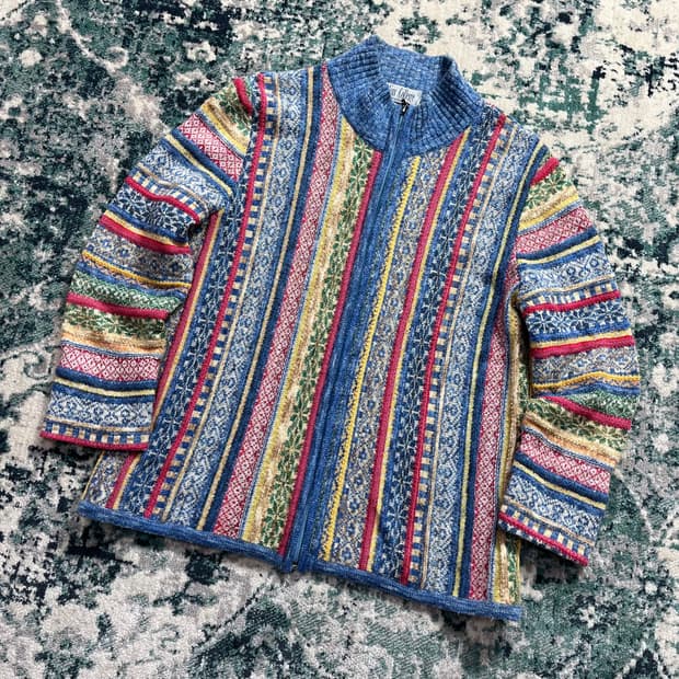 Miss College italy 케이블 패턴 니트 집업(M)