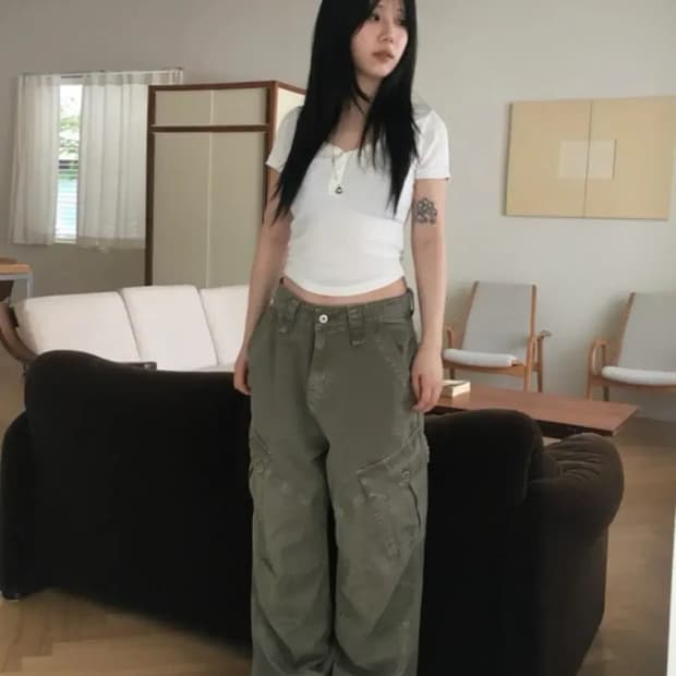 아워캐비넷 카고팬츠 deep dying cargo pants (카키)