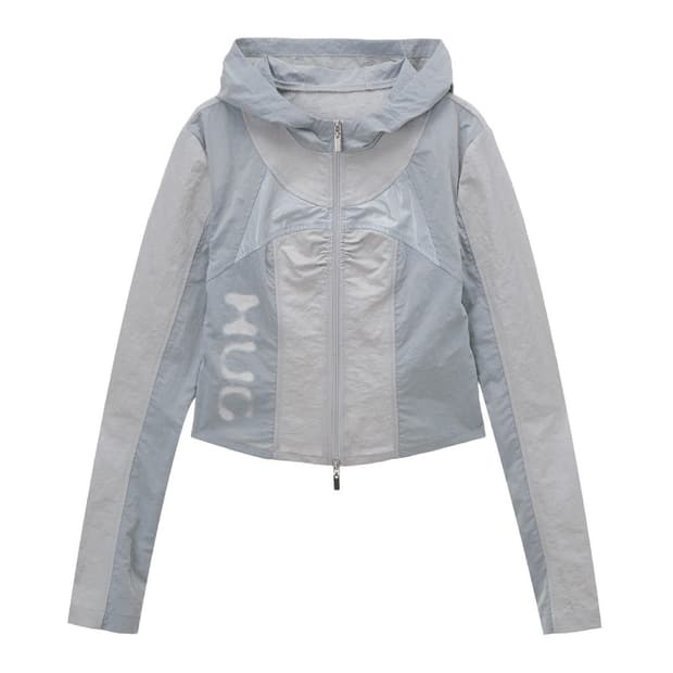 Shirring wind breaker Gray