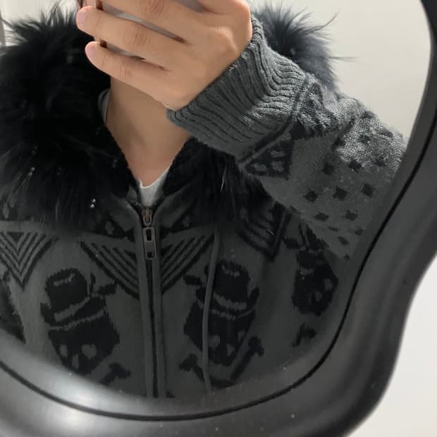 빈티지 스컬 니트 울프죠