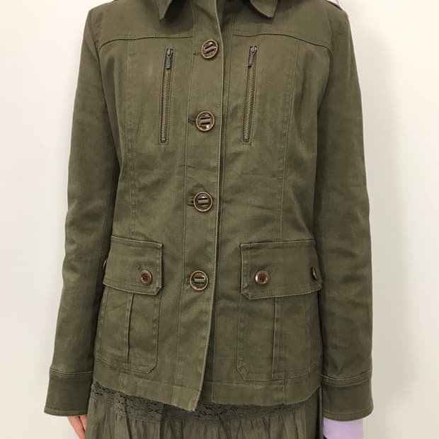 Jpn Khaki Button Front Military Jacket