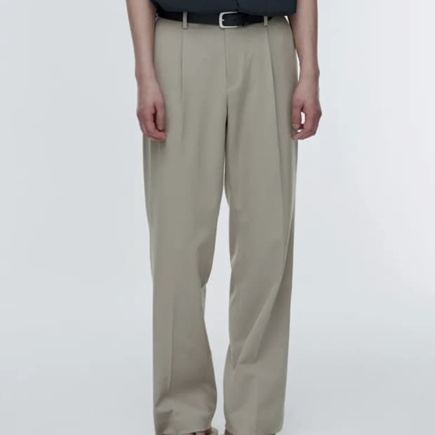 무탠다드 와이드 히든 밴딩 슬랙스 라이트 베이지 33