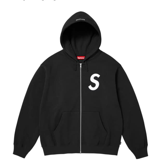 슈프림 25fw s로고 후드집업 블랙 xxl