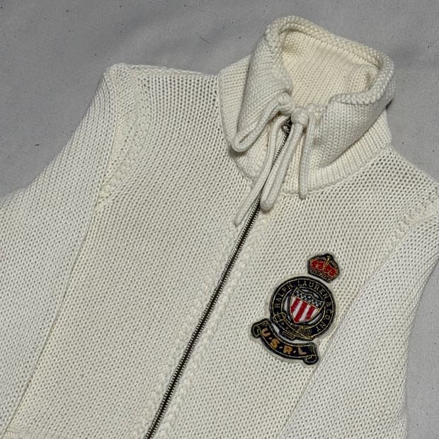 S 폴로진스 컴퍼니 크레스트 자수 니트 집업