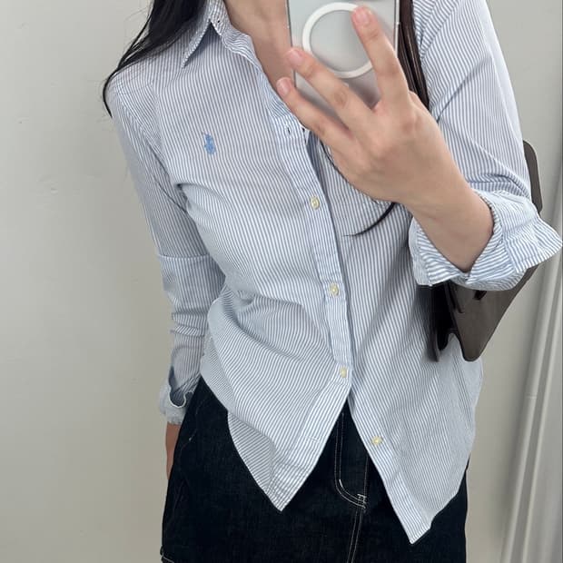 폴로 랄프로렌 베이비블루 스트라이프 셔츠