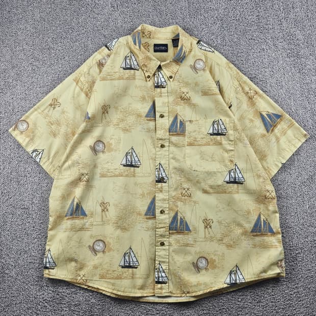 PURITAN 요트 세일링 패턴 반팔 셔츠 ( 2XL ) / 12744