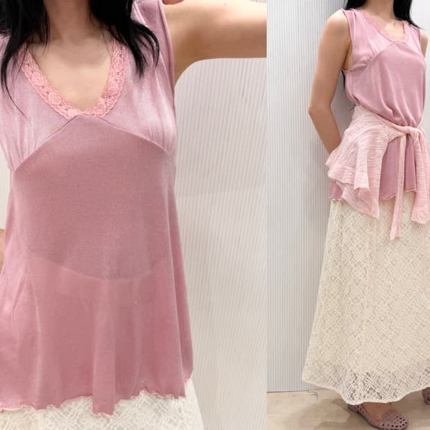 pink shimmer knit sleeveless