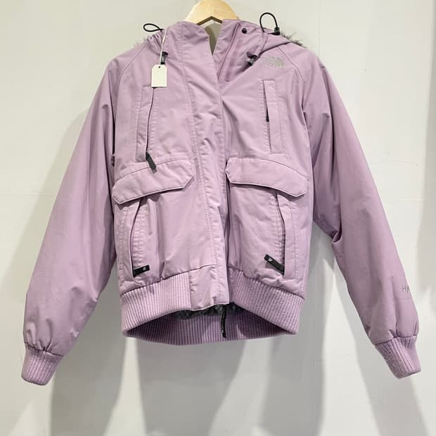 노스페이스 구스다운 여성 숏패딩 M 라벤더 정품