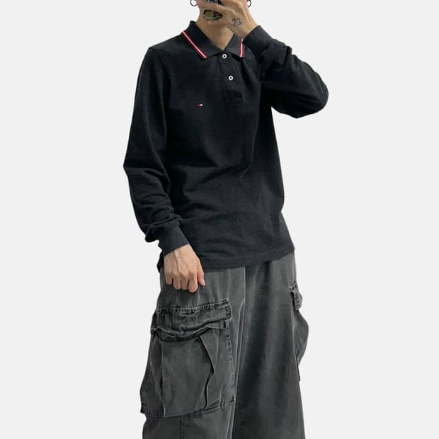 타미힐피거 스몰 로고 카라티 긴팔 피케셔츠