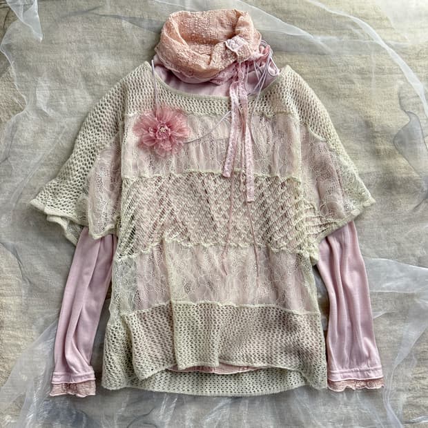 Floral Crochet Overfit Knit 0122