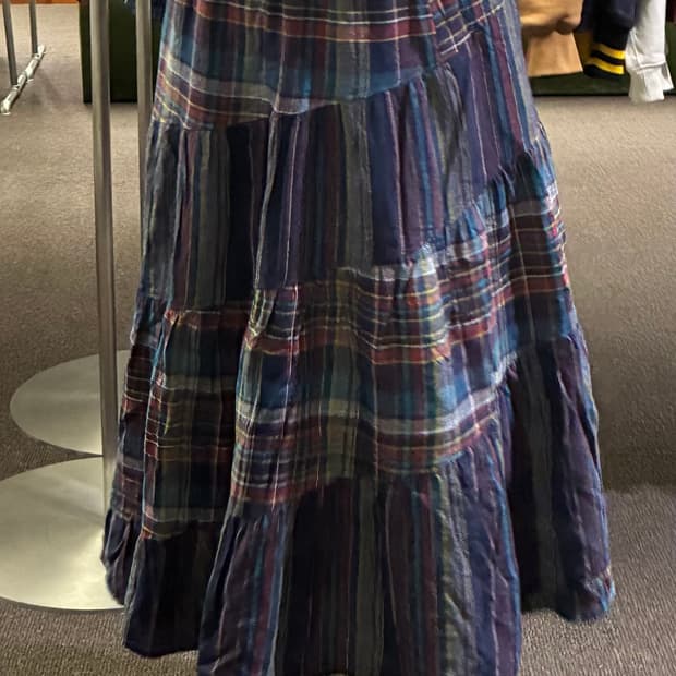 M)Japanese vintage 플래드 체크 패턴 롱스커트