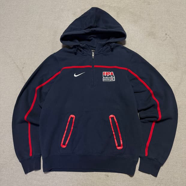 나이키 USA 농구팀 하프집업 기모 후드티
