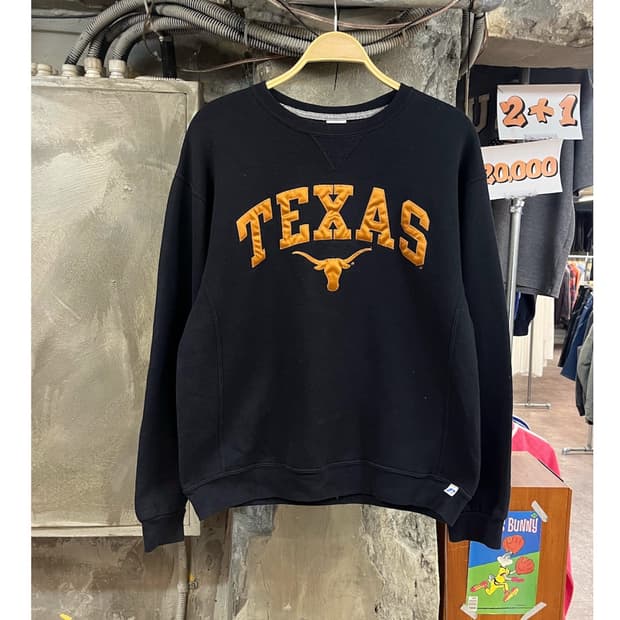 러셀 텍사스 로고 기모 맨투맨 블랙 L #csz4139