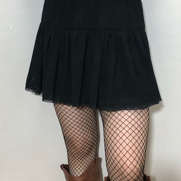 빈티지 블랙 레이스 미니 스커트