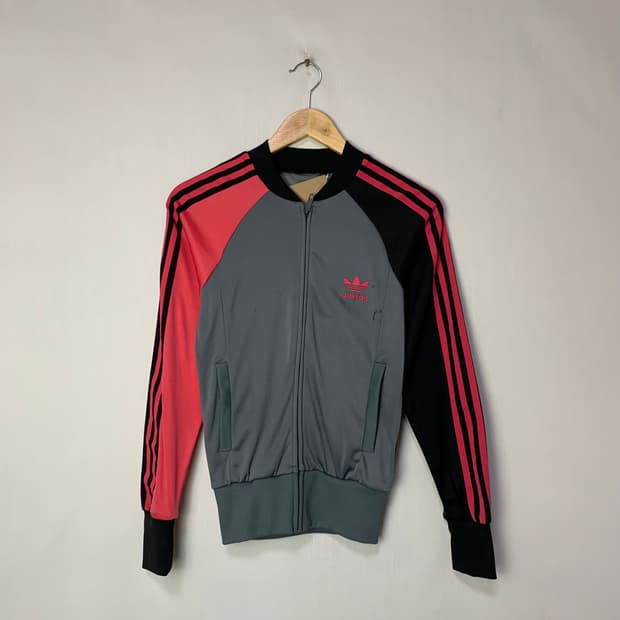 아디다스 져지 회색/핑크/블랙 빈티지 여성 집업 xs
