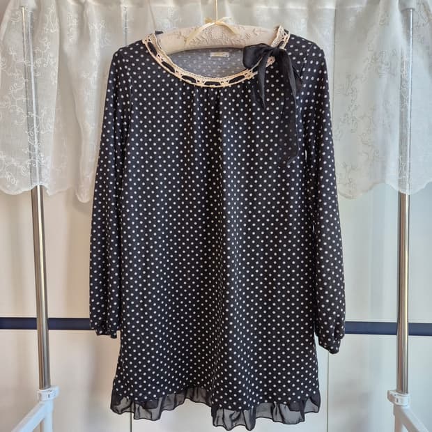 블랙 도트 니트 원피스