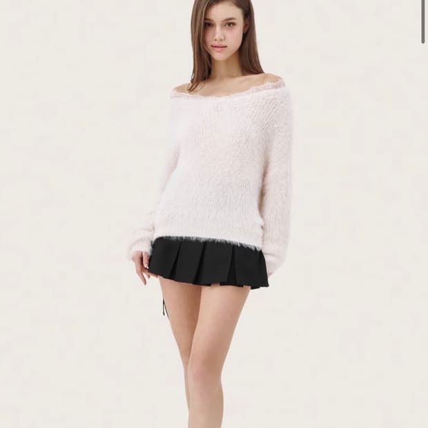 클리시어 블러쉬 레이스 오프숄더 니트 핑크 택 달린 새상품 판매