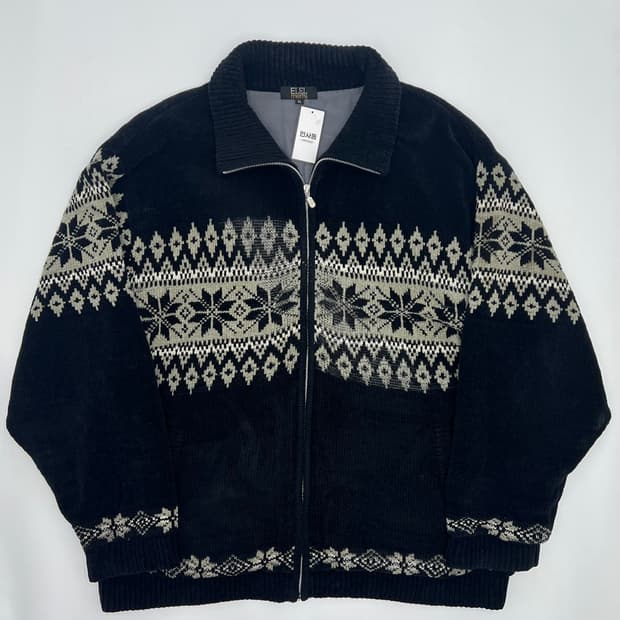 빈티지 패턴 니트집업