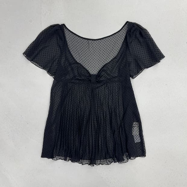 PRIVATE LABEL 도트 반팔 블라우스