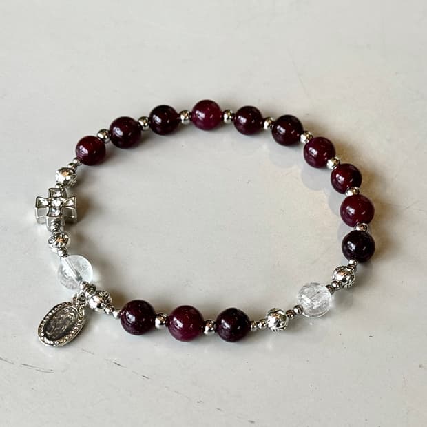 (맞춤) 천연석 가넷 백수정 묵주팔찌 원석팔찌