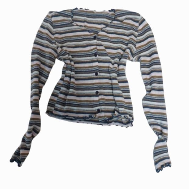 y2k 크롭 스트라이프 가디건 롱슬리브