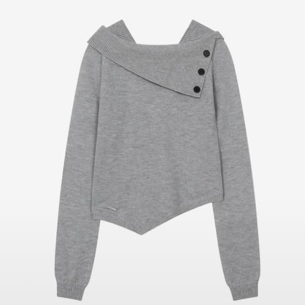 미세키서울 버튼 니트 그레이