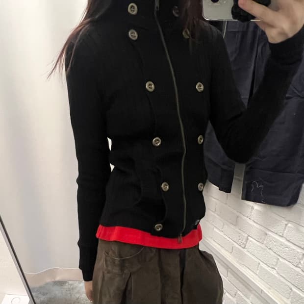 vintage button zip up cardigan 