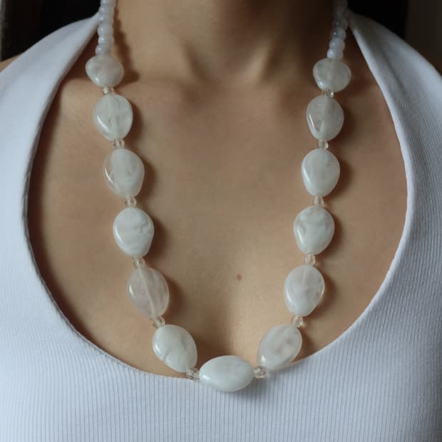 milky marble bead necklace