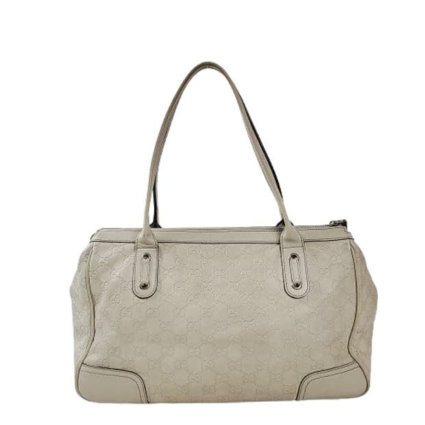 정품 구찌 177052 베이지 레더 GG 시마 핸드백