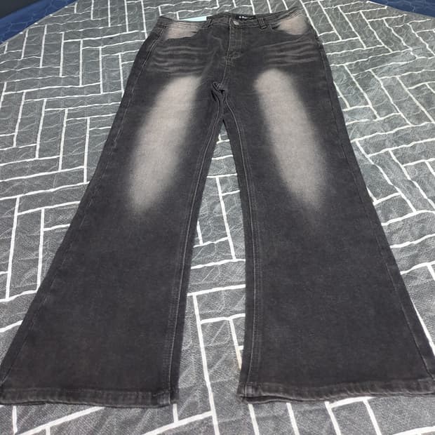 새상품 S-BIN JEANS 빈티지 워싱 세미부츠컷 데님팬츠 흑청(XL)