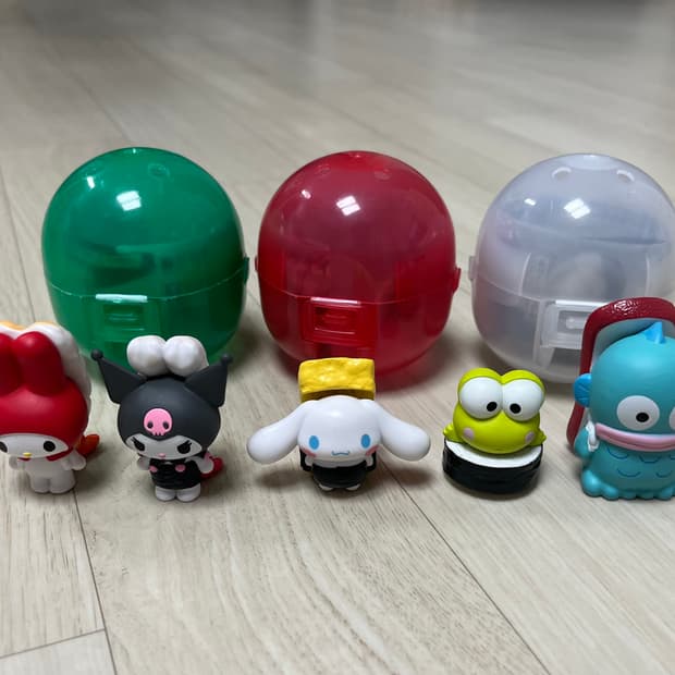 (5종 일괄)산리오 캡슐토이 초밥 스시 피규어 가챠 한교동 쿠로미 마멜