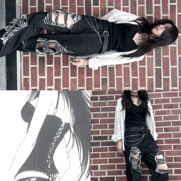 락시크 펑키룩 빈티지 코디세트