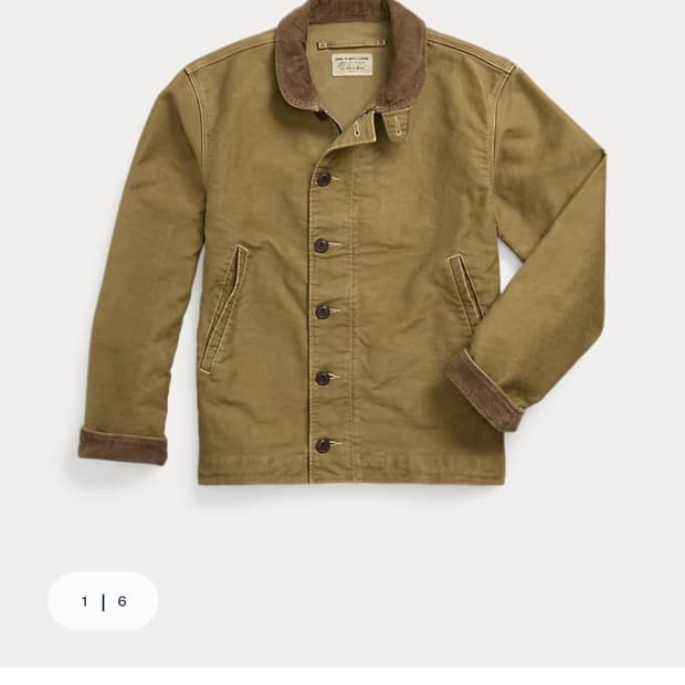 rrl 코듀로이 카라 덱자켓 카키 m