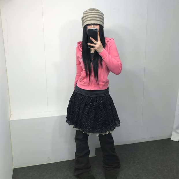 핑크 여리 부츠컷 레이어드 코디셋