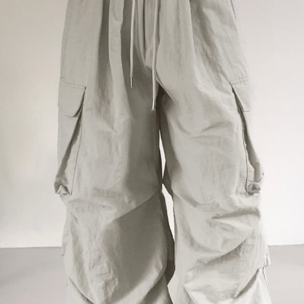 베이킨 나일론 카고 투웨이 밴딩 롱 와이드 조거 팬츠