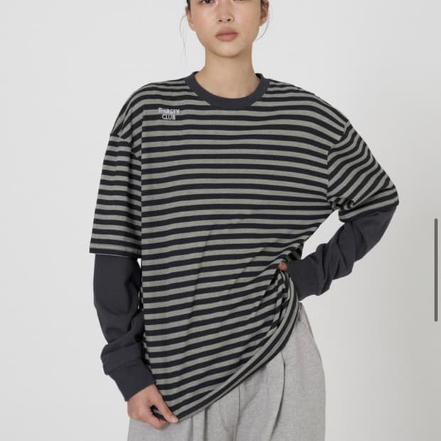 떨스티클럽 Layered stripe t 레이어드 스트라이프 티