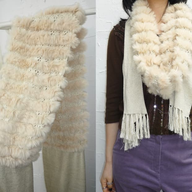 Fur twinkle ivory muffler