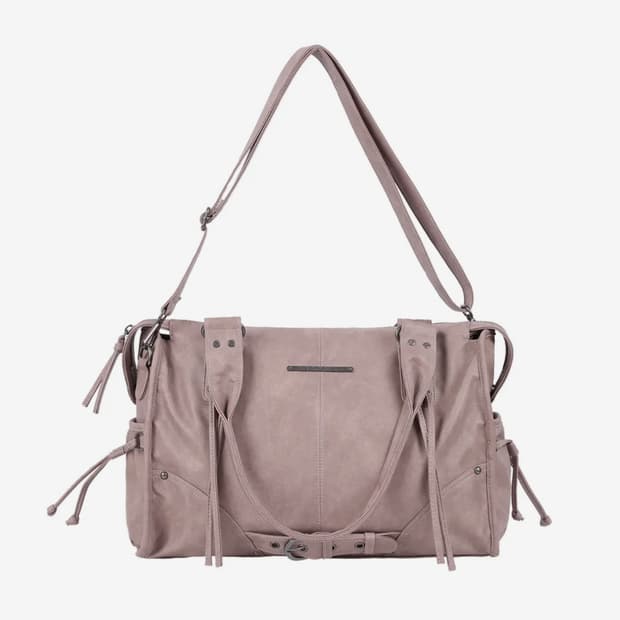 팬시클럽 벨티드 워싱 레더백 핑크 토트백 가방