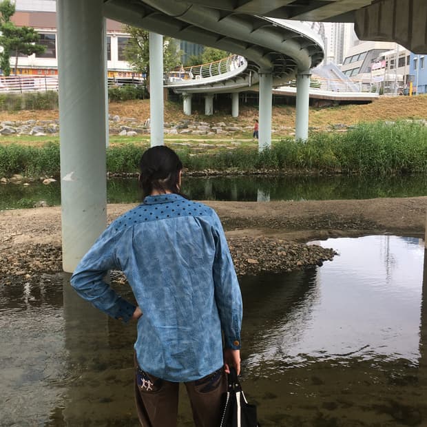 꼼데가르송 옴므 플러스 리버서블 도트셔츠