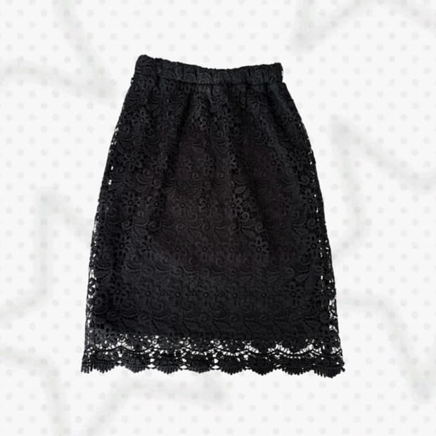 일본 빈티지 검정 치마 레이스 레이어드용