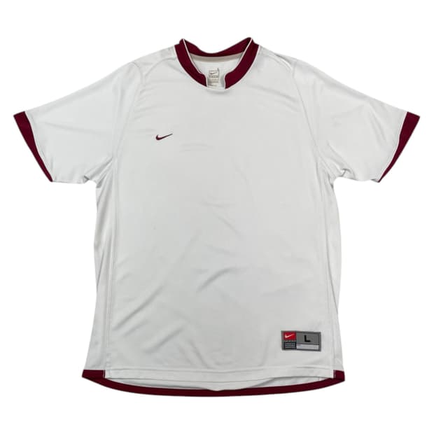 나이키 화이트 버건디 Team NikeFIT 축구 저지 반팔 티셔츠 L